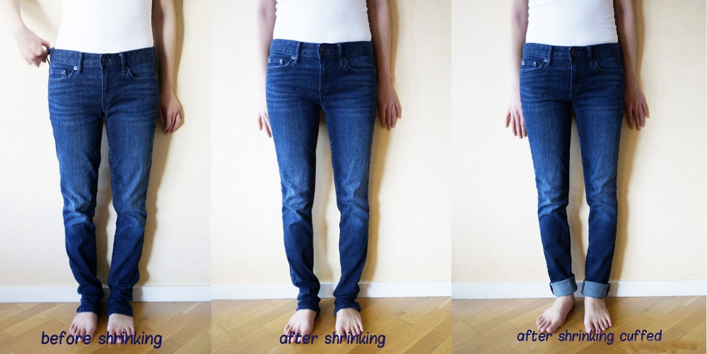The before and after of shrinking jeans