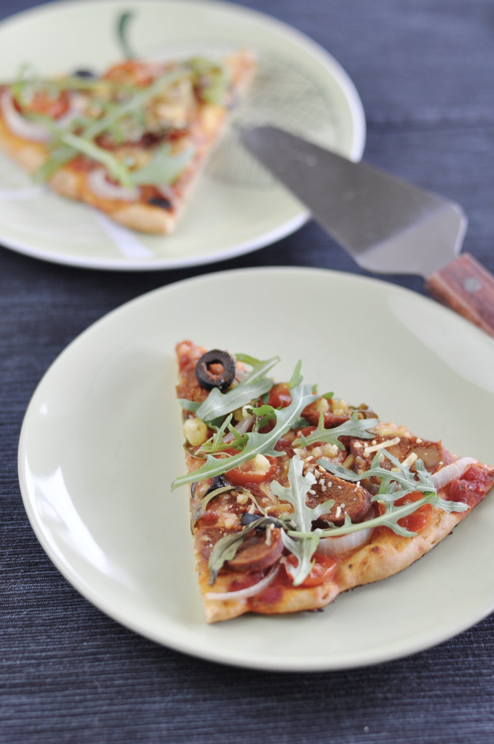 Quick Yeast-free Vegan Pizza with Chorizo and Onion