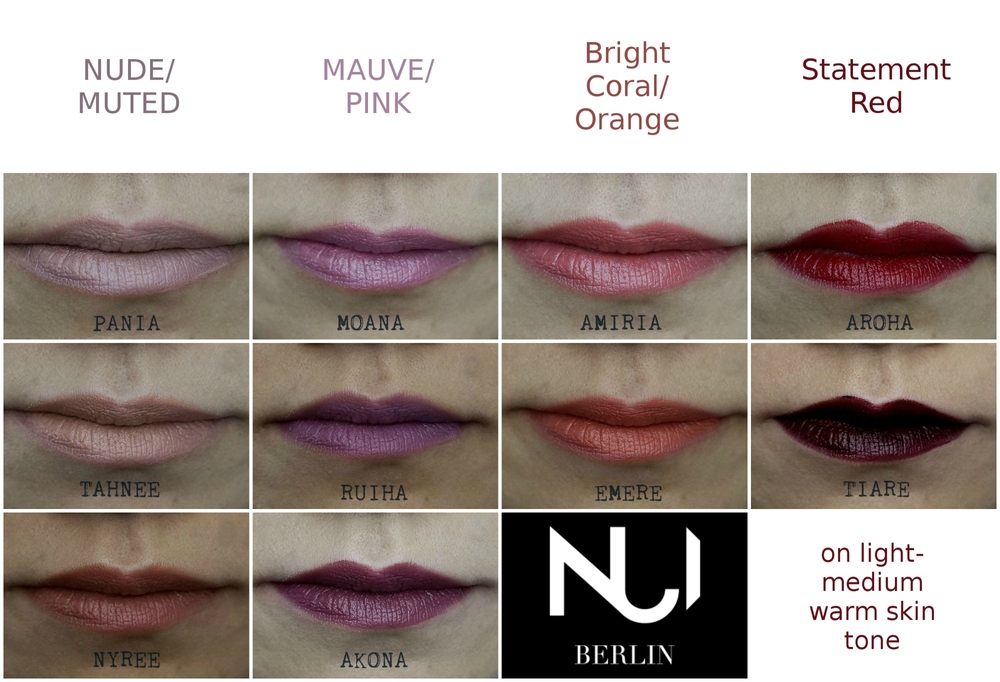 NUI Berlin Lipsticks Swatches